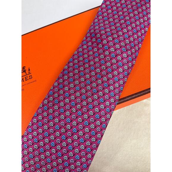 Men’s Hermes Snail 100% Silk Neck Tie REF: 605823 IA | No Box - Picture 3 of 3